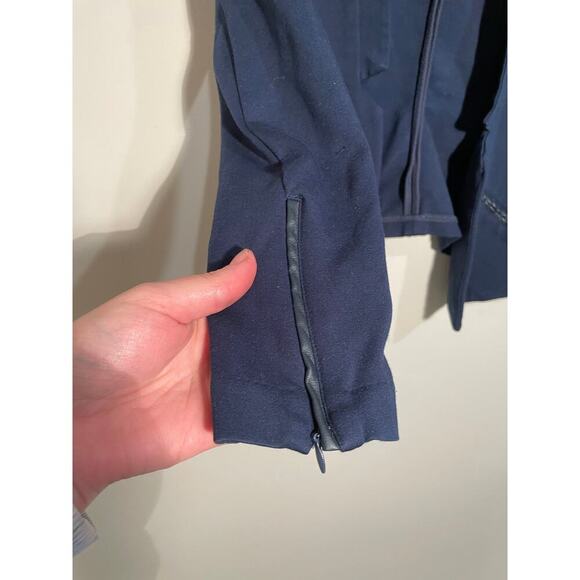 Tart Navy Open Front Blazer with Faux Leather Trimmings - Picture 4 of 8